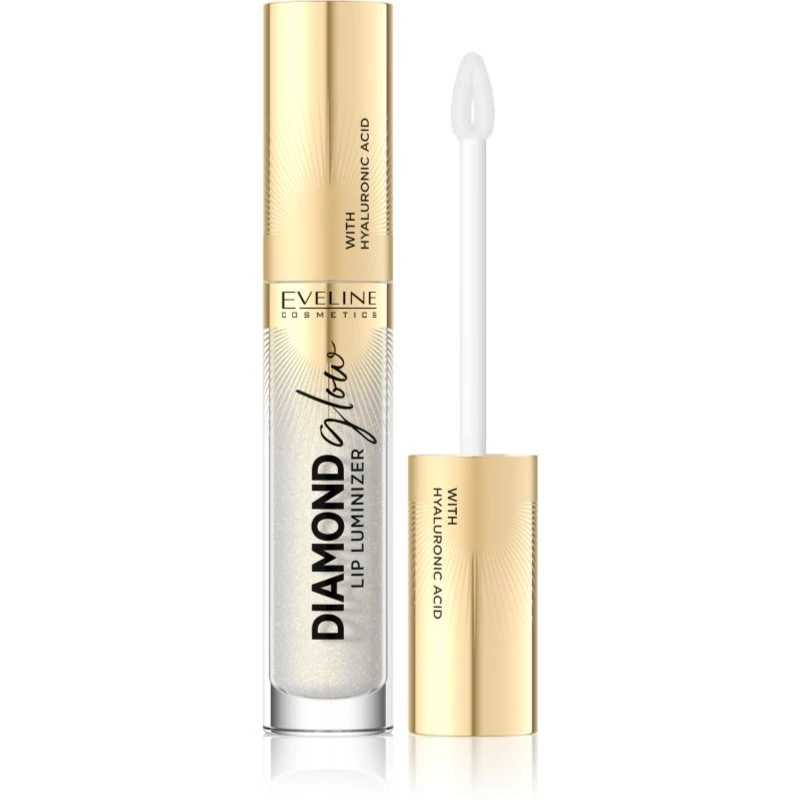 Eveline Cosmetics Diamond Glow třpytivý lesk na rty s kyselinou hyaluronovou odstín 07 Golden Dust 4,5 ml