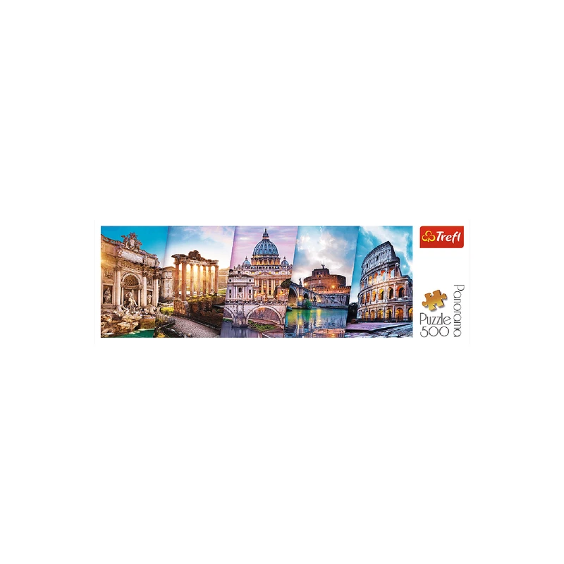 TREFL PUZZLE Panoramatické foto Itálie koláž skládačka 66x23,5cm 500 dílků