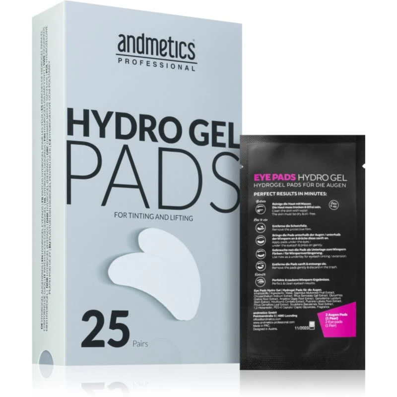 andmetics Professional Hydro Gel Eye Pads hydratační gelové polštářky na oční okolí 20 ks