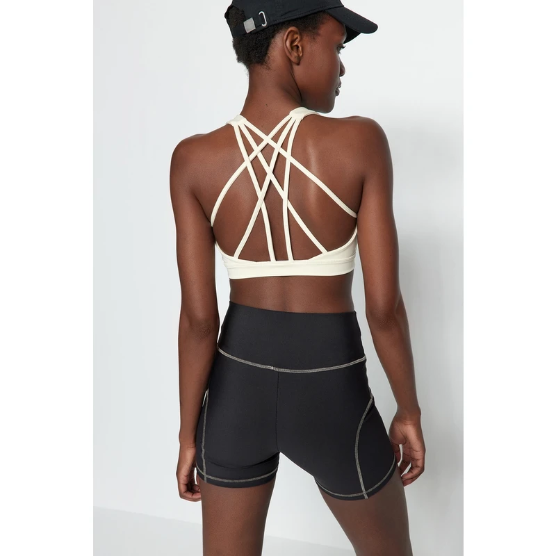 Trendyol Cream Padded Cross-Bottom Detail Sports Bra