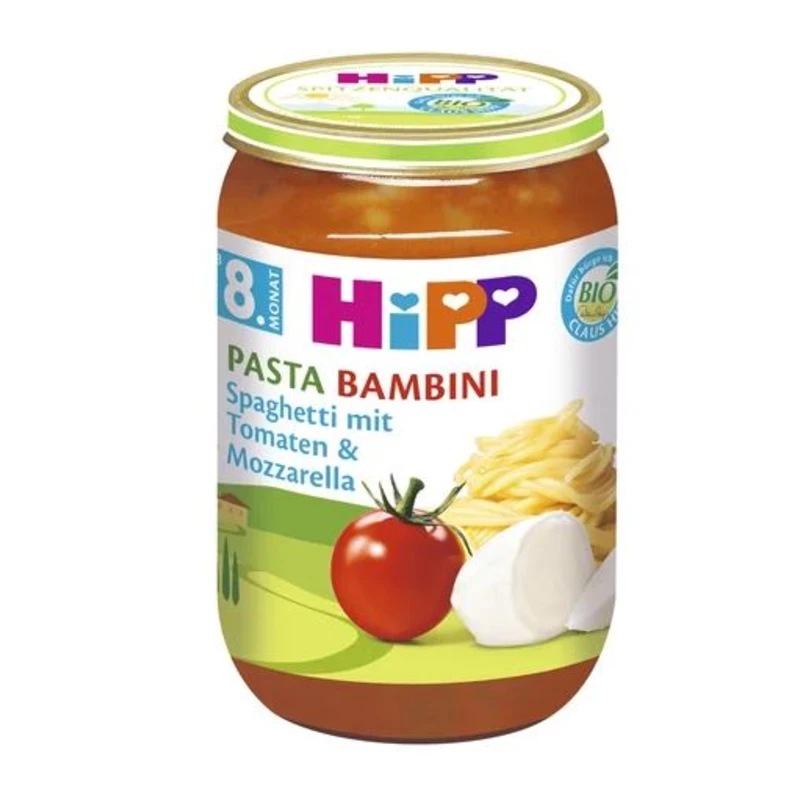 HiPP BIO Pasta Bambini - Rajčata se špagetami a mozarellou od uk. 7. měsíce, 220 g