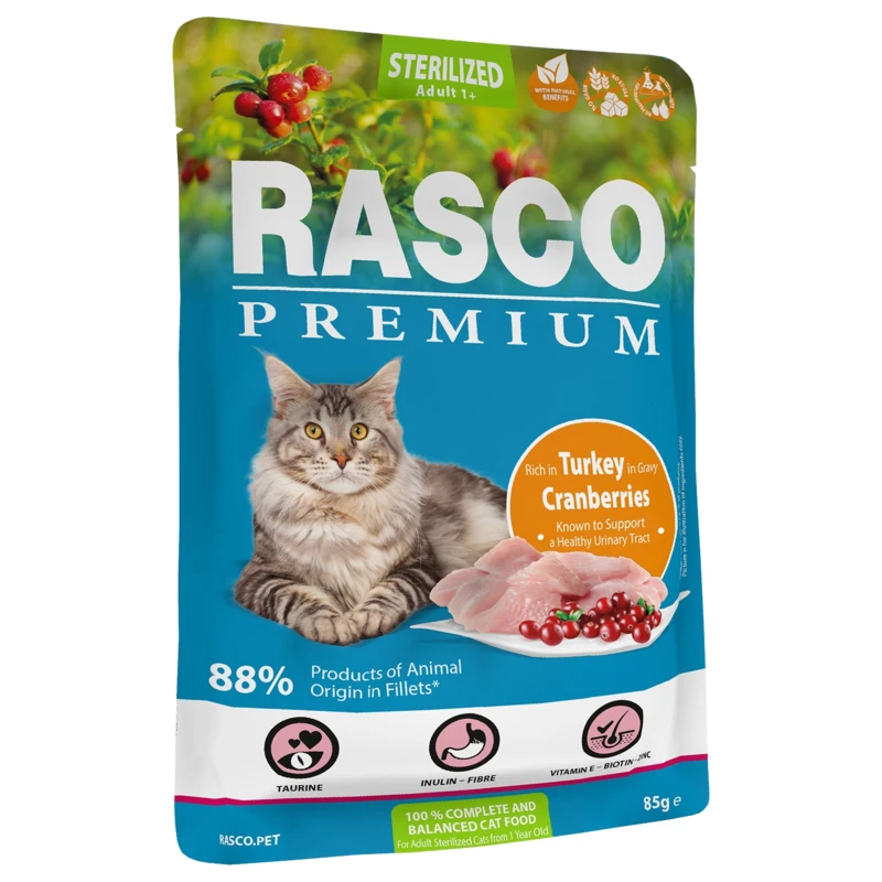 Kapsička Rasco Premium Cat Adult Sterilized Turkey in Gravy 85g