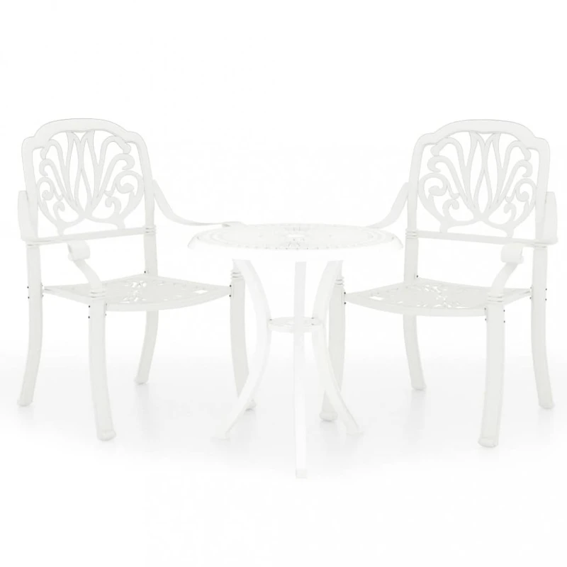 Zahradní bistro set 3 ks litý hliník Dekorhome Bílá,Zahradní bistro set 3 ks litý hliník Dekorhome Bílá