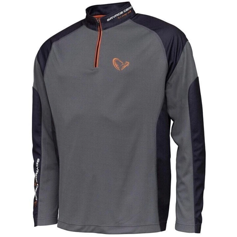 Savage Gear Tričko Tournament Shirt 1/2 Zip Sedona Grey L