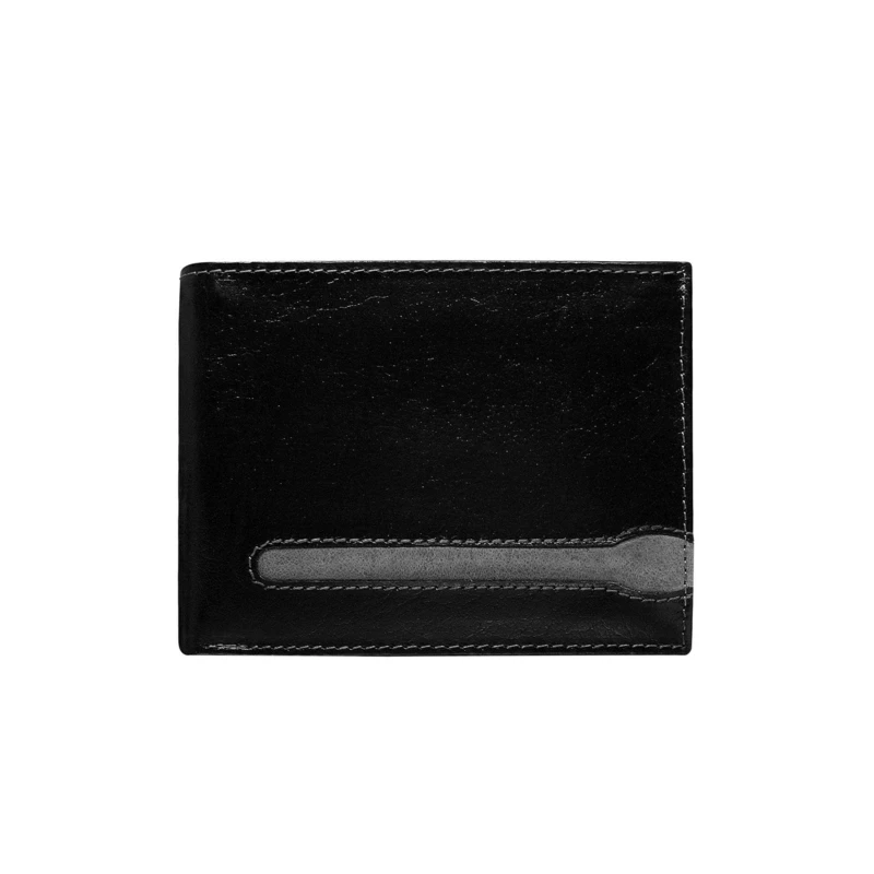 Black genuine leather wallet for men