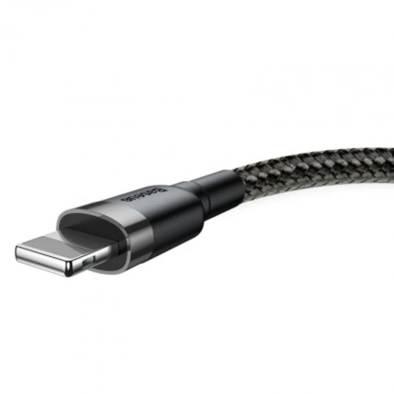 Kabel baseus, cafule, usb na lightning, 2,4a, 0,5m, šedá/černá