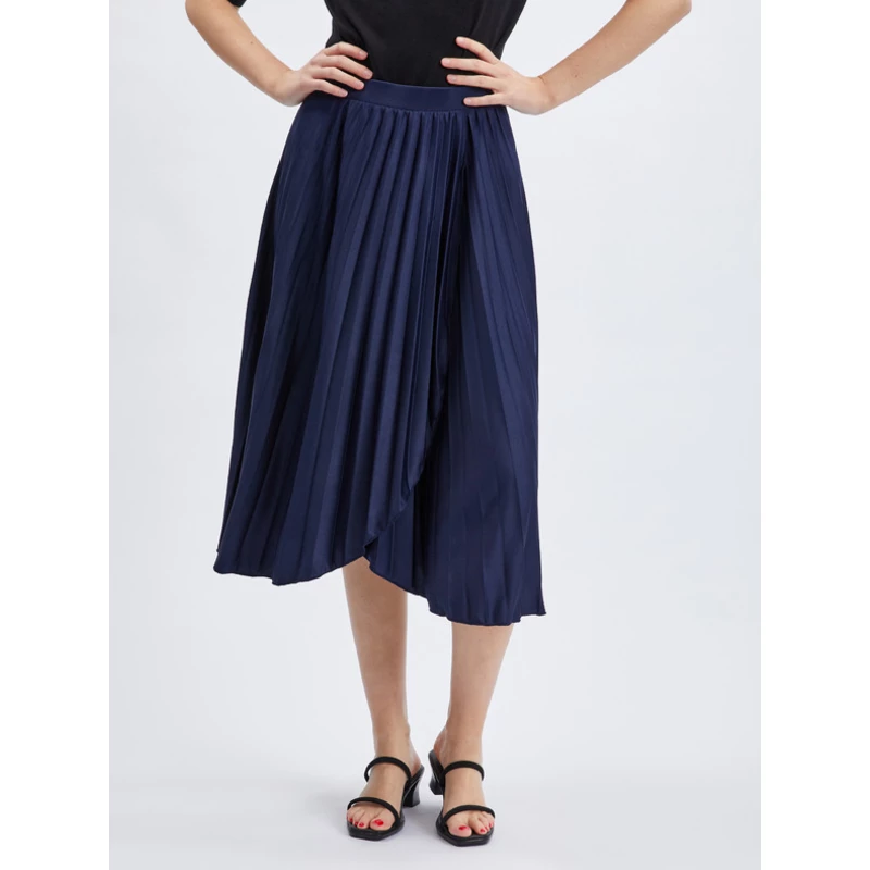 Orsay Tmavě modrá dámská plisovaná midi sukně - Dámské