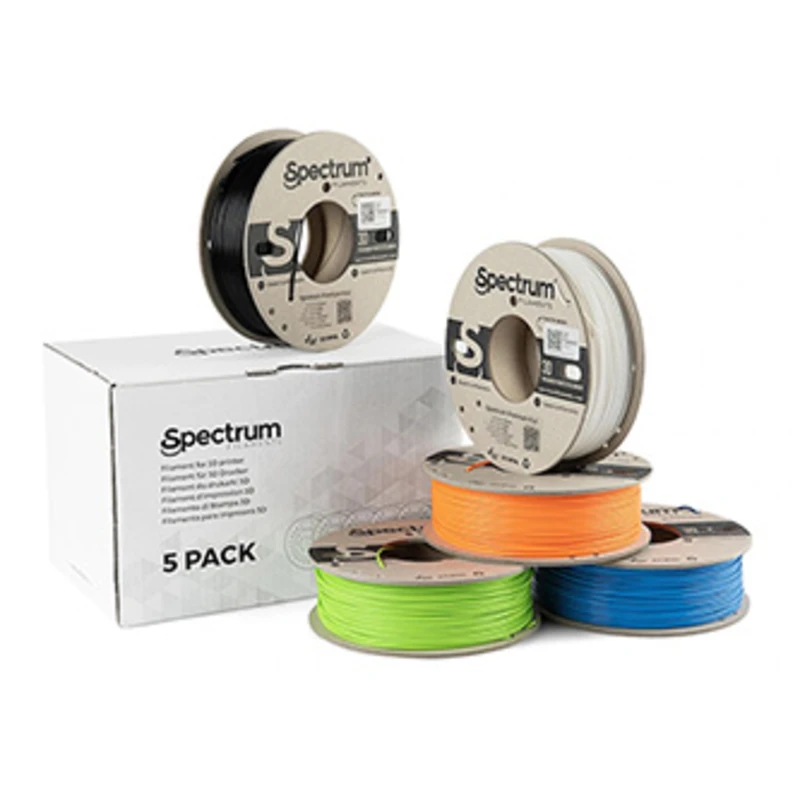 Spectrum 3D filament, Premium PLA, 1,75mm, 5x250g, 80747, mix Polar White, Deep Black, Lion Orange, Pacific Blue, Lime Green