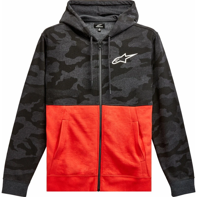 Alpinestars Camo Block Hood Charcoal Heather/Warm Red XL Mikina