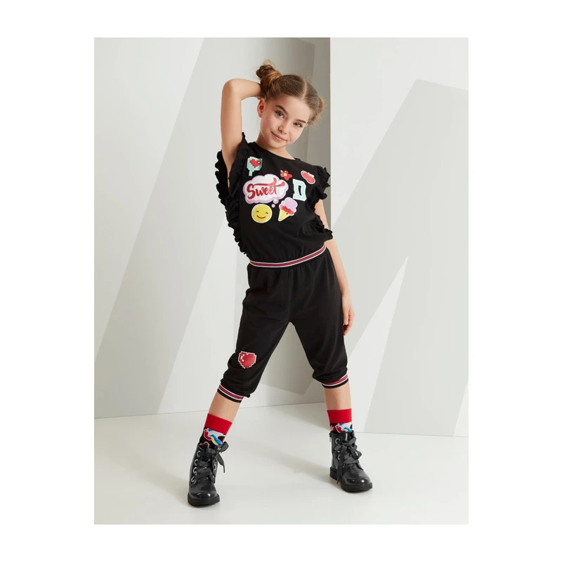 Mushi Girls' Stylish Black Overalls