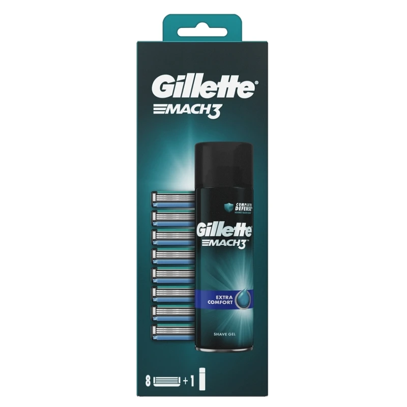 GILLETTE Mach3 Náhradní hlavice 8 ks + Mach3 Comfort Gel na hoelní 200 ml