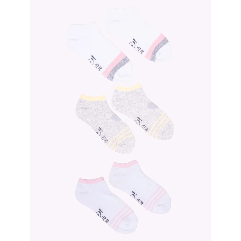 Yoclub Kids's Girls' Ankle Cotton Socks Patterns Colours 3-pack SKS-0028G-AA30-001