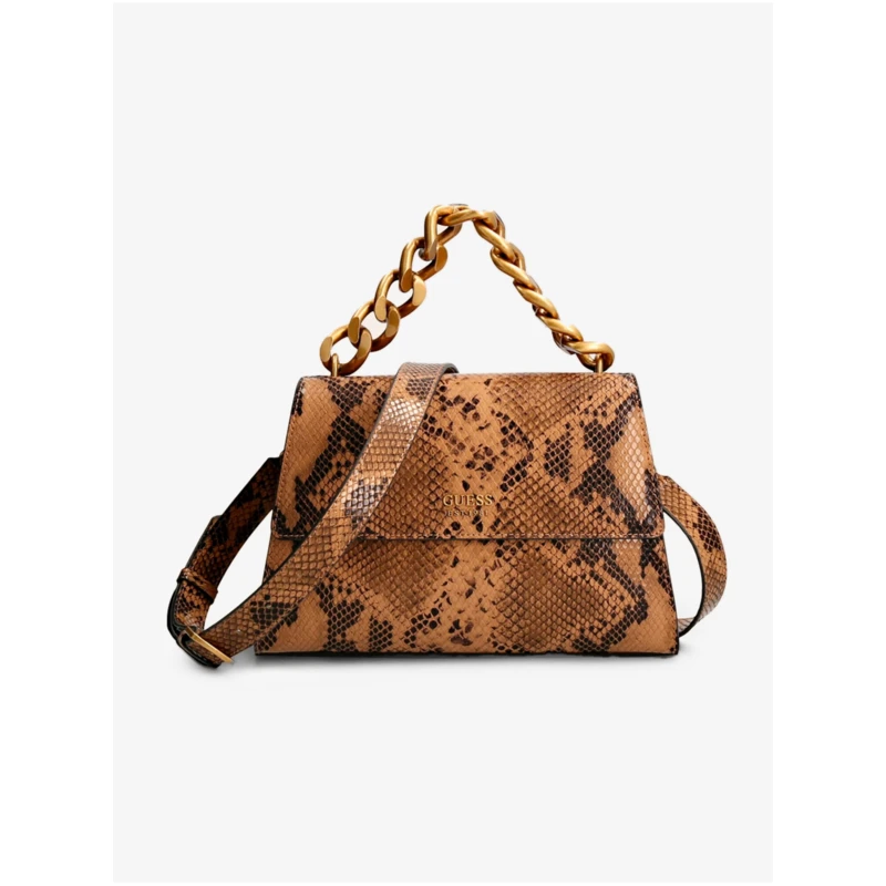 Hnědá dámská vzorovaná malá crossbody kabelka Guess Tullia - Dámské