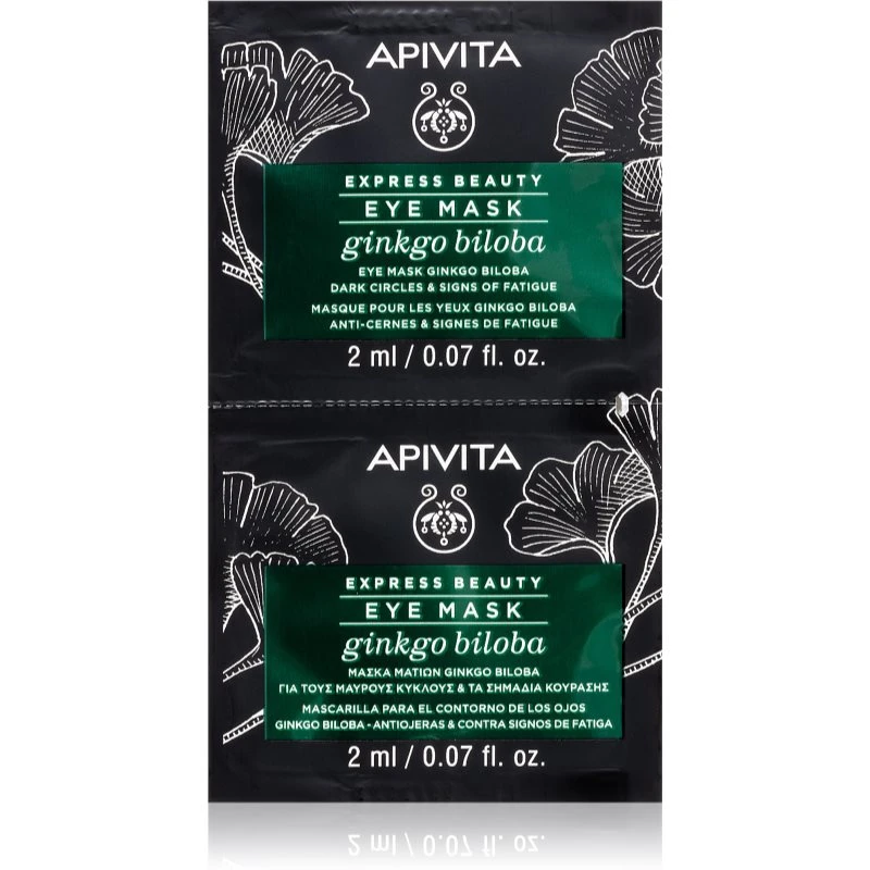 Apivita Express Beauty Ginkgo Biloba maska na oči proti otokům a tmavým kruhům 2 x 2 ml