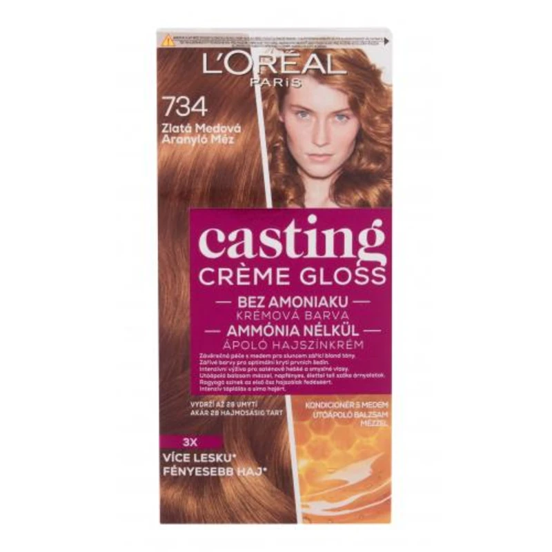 Barvící krém bez amoniaku Loréal Casting Créme Gloss - 734 zlatá medová - L’Oréal Paris + DÁREK ZDARMA