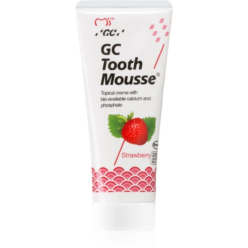 GC Tooth Mousse remineralizační ochranný krém pro citlivé zuby bez fluoridu příchuť Strawberry 35 ml