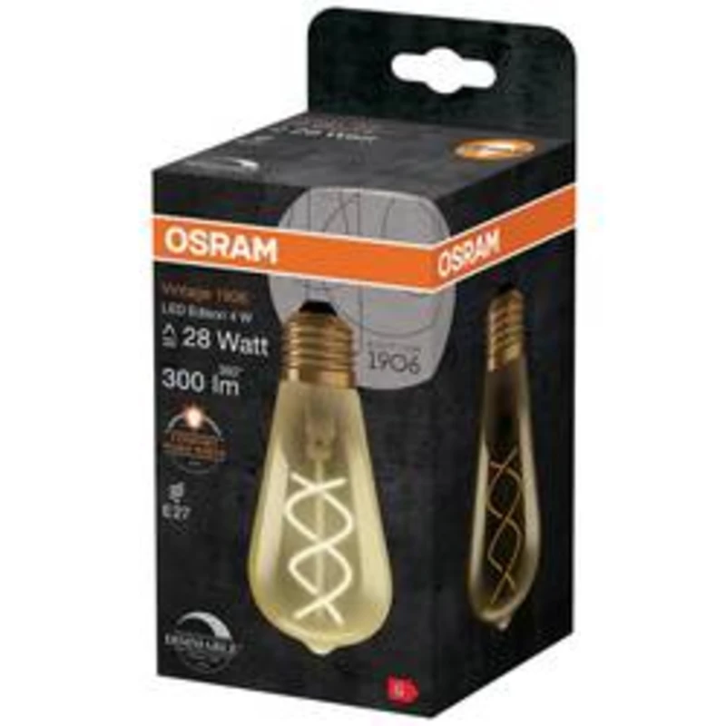 LED žárovka Vintage 1906 E27 Osram 4,5W (25W) teplá bílá (2000K) Retro Filament Gold Edison stmívatelná