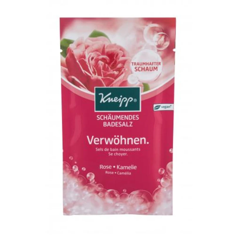 Kneipp Bubbling Mineral Bath Salt Pamper Rose & Camellia 80 g koupelová sůl pro ženy