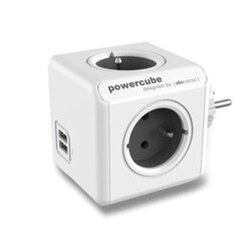 Zásuvka PowerCube ORIGINAL USB, Grey, 4 rozbočka, 2x USB