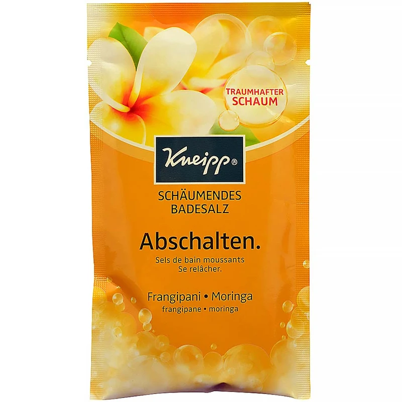 Kneipp Bubbling Mineral Bath Salt Unwind Frangipani & Moringa 80 g koupelová sůl pro ženy Vegan; Cruelty free