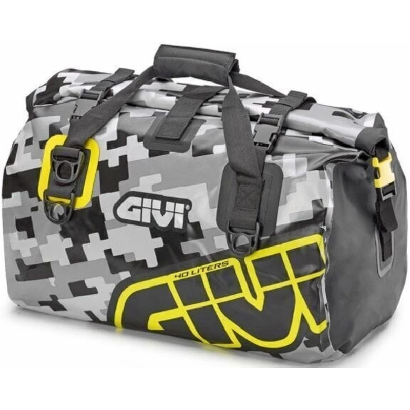 Givi EA115CM Waterproof Cylinder Seat Bag 40L Camo/Grey/Yellow