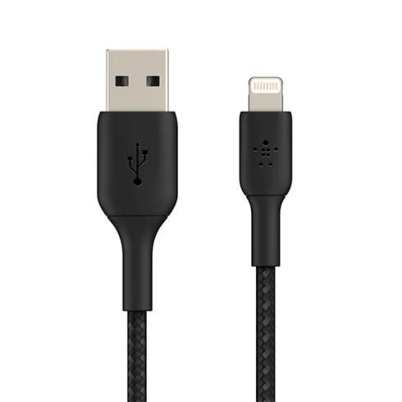 BELKIN kabel oplétaný USB-A - Lightning 15cm, čern