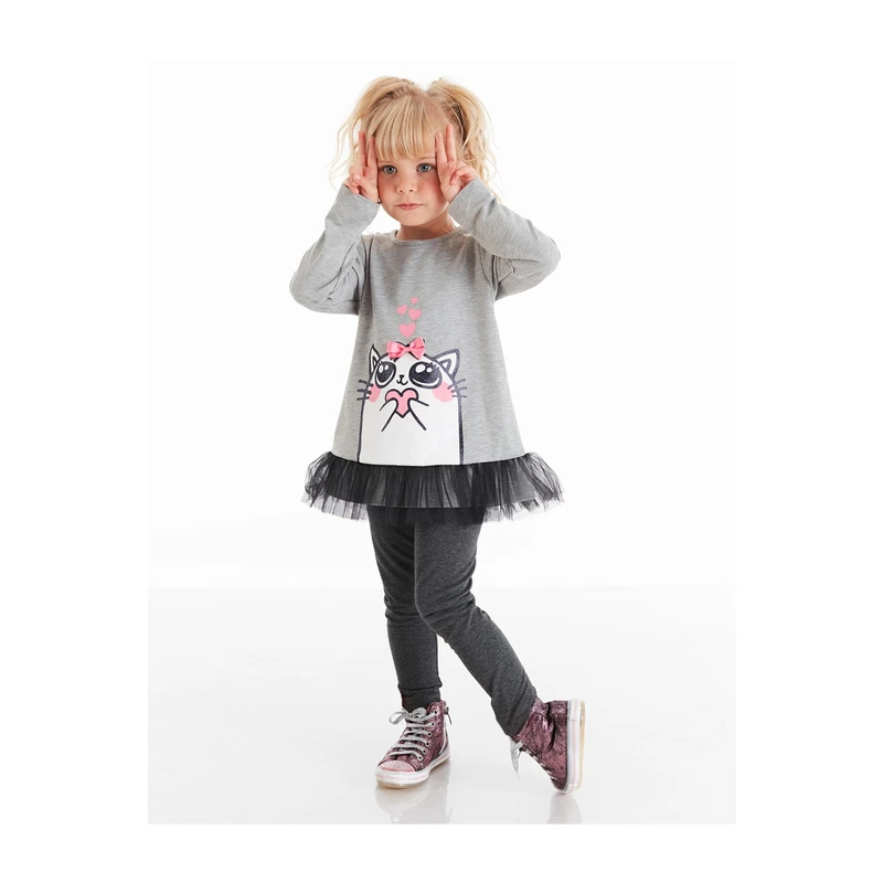 Denokids Cute Cat Girl's Tunic Tights Set