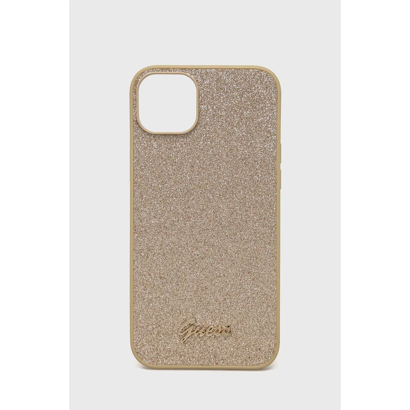 Zadní kryt Guess PC/TPU Glitter Flakes Metal Logo pro Apple iPhone 14 Plus, zlatá