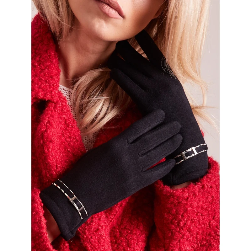 Women's gloves with a black buckle