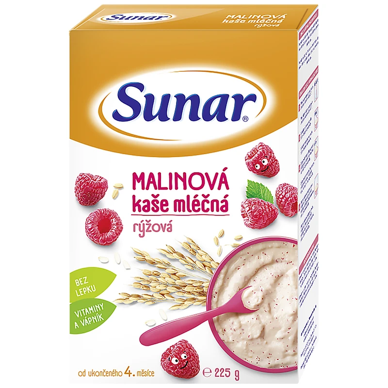 Sunarka Malinová kašička mléčná rýžová 225 g