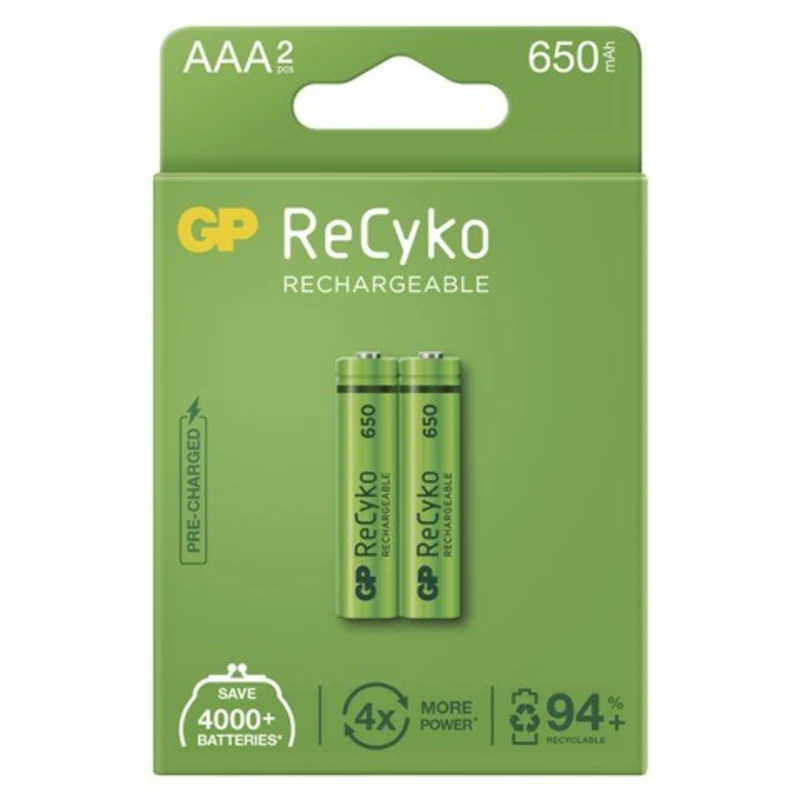 Nabíjecí baterie, nabíječky nabíjecí baterie gp b2116 recyko, 650mah, aaa, 2ks