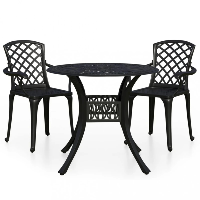 Zahradní bistro set 3 ks litý hliník Dekorhome Černá,Zahradní bistro set 3 ks litý hliník Dekorhome Černá