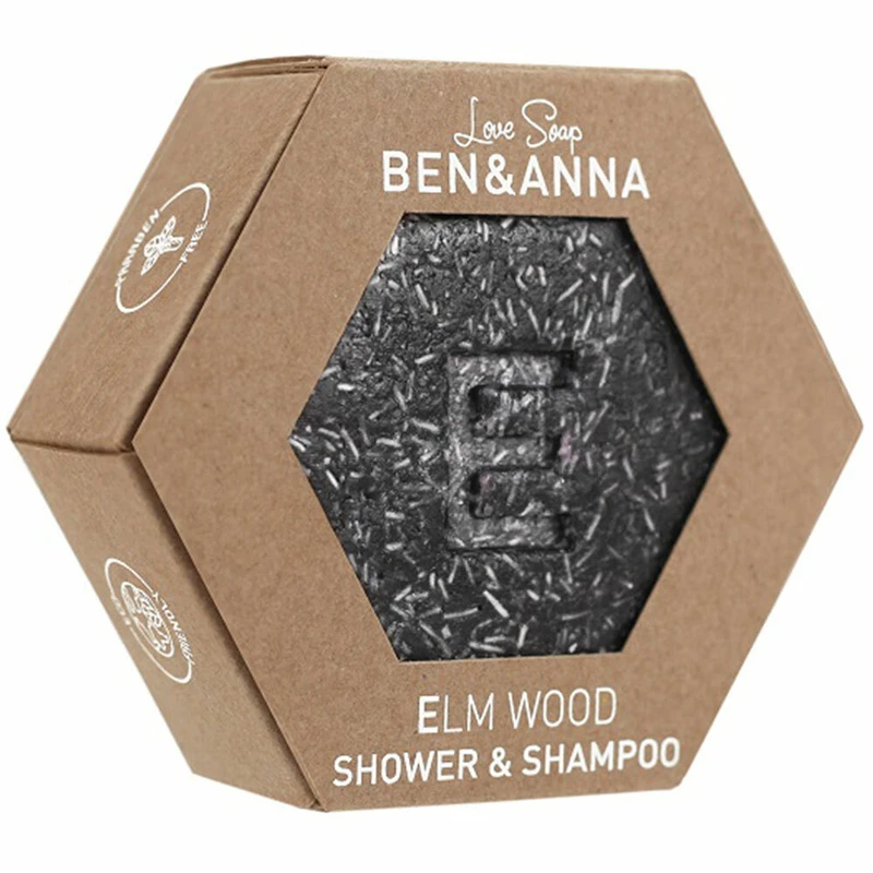 BEN&ANNA Love Soap Shower & Shampoo tuhý šampon a sprchový gel 2 v 1 Elm Wood 60 g