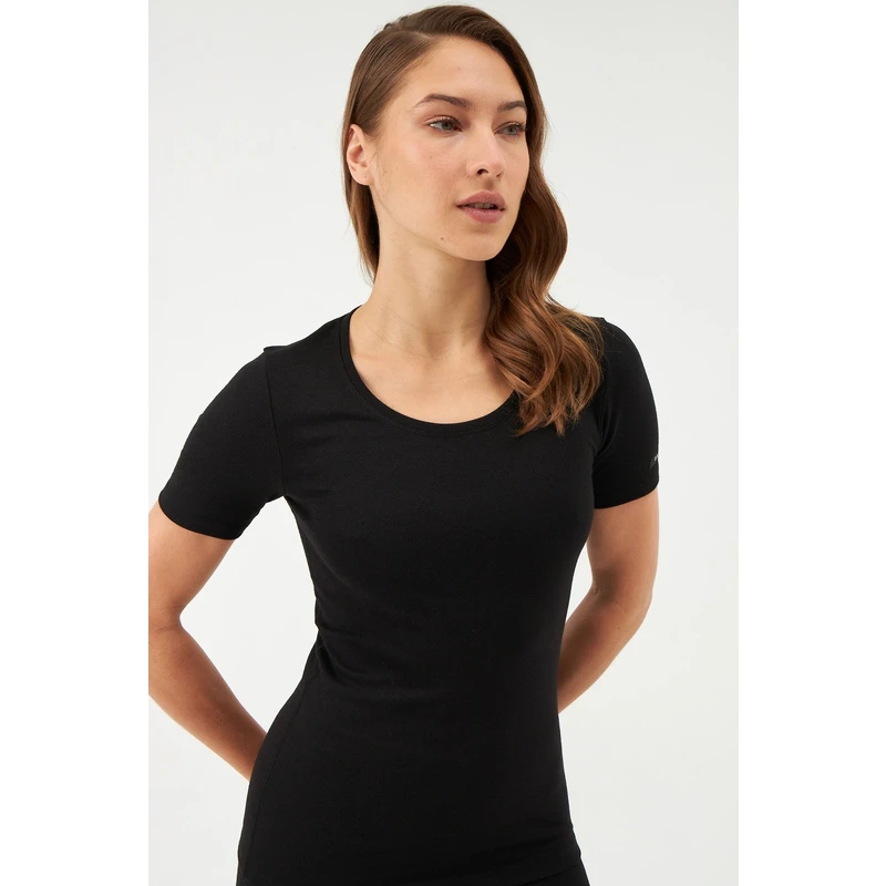 Dagi Black Women's Thermal Short Sleeve Top