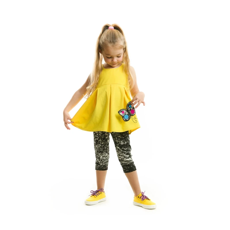 Mushi Butterfly Girl Yellow Tunic Leggings Summer Suite