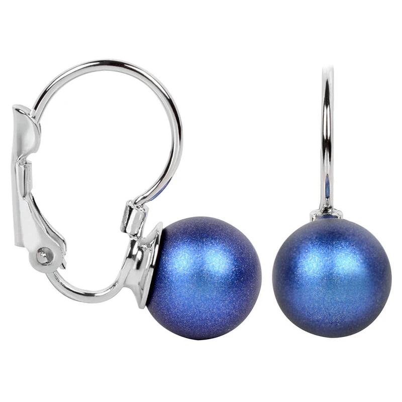 Levien Půvabné náušnice s klapkou Pearl Iridescent Dark Blue