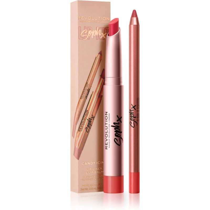 Makeup Revolution Soph X Lip Kit konturovací tužka na rty s balzámem odstín Candy Icing 1,9 g