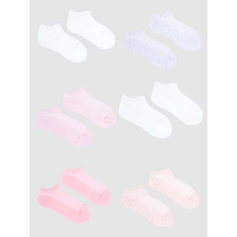 Yoclub Kids's Girls' Ankle Thin Cotton Socks Basic Plain Colours 6-pack SKS-0027G-0000