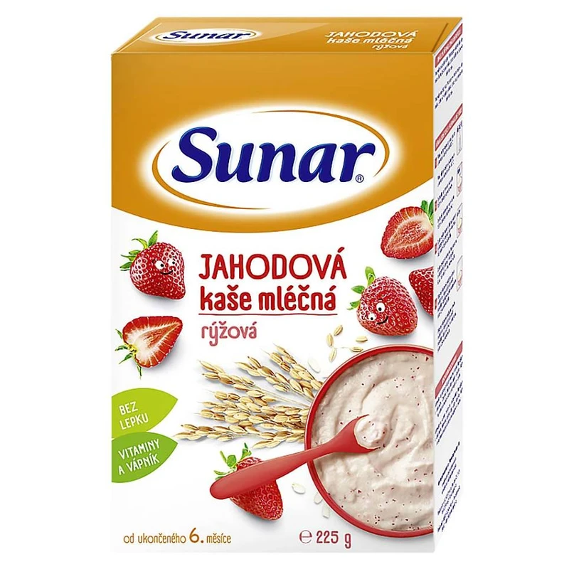 Sunar Jahodová kaše mléčná rýžová 225 g