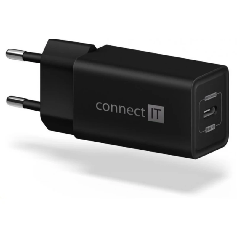 Nabíječka connect it 1xusb typc, pd fast charge, 18w, černá