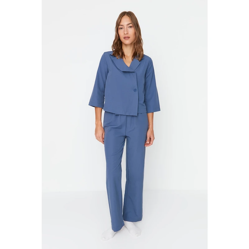 Trendyol Pajama Set - Dark blue - Plain