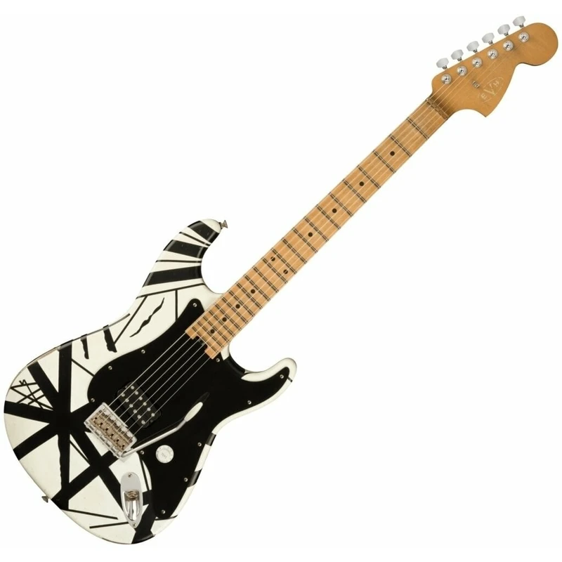 EVH Striped Series 78 Eruption Relic Relic White with Black Stripes Relic