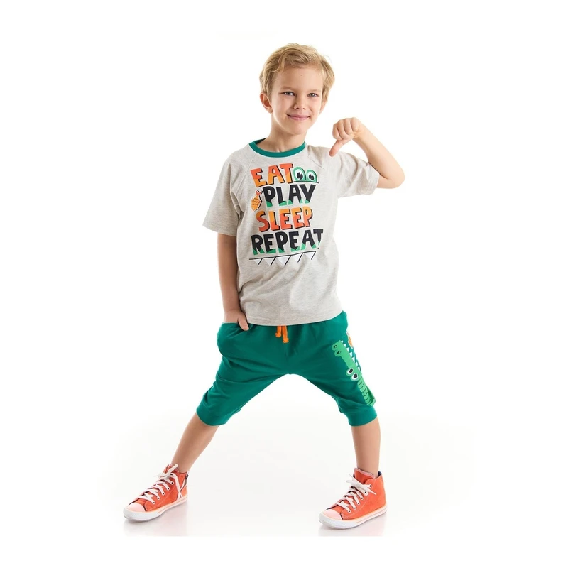 Denokids It's Game Time Alligator Boys T-shirt Capri Shorts Set