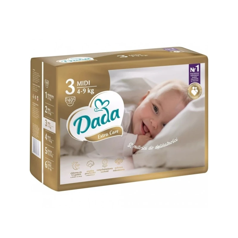 DADA Pleny jednorázové Extra Care Midi vel. 3 (4-9 kg), 40 ks