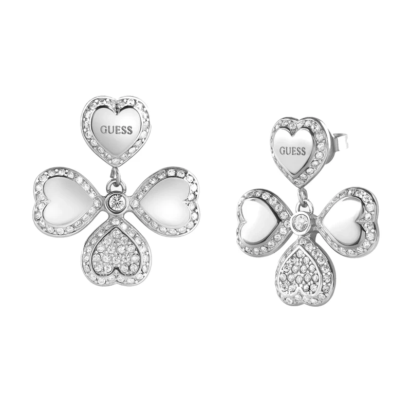 Guess Nápadité ocelové náušnice pro štěstí Fine Heart JUBE01423JWRHT/U