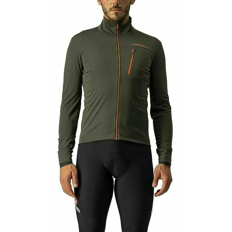 Castelli Go Jacket Military Green/Fiery Red L