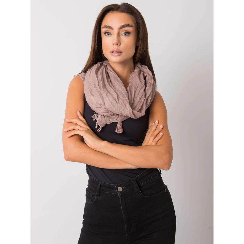 Dark beige women's scarf with fringes