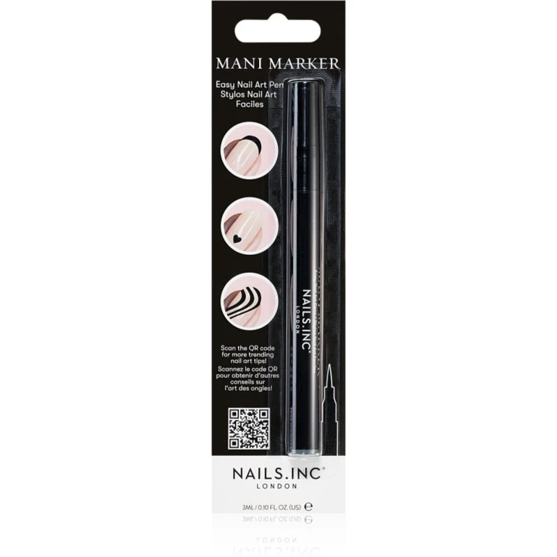 Nails Inc. Mani Marker zdobicí lak na nehty v aplikačním peru Black 3 ml