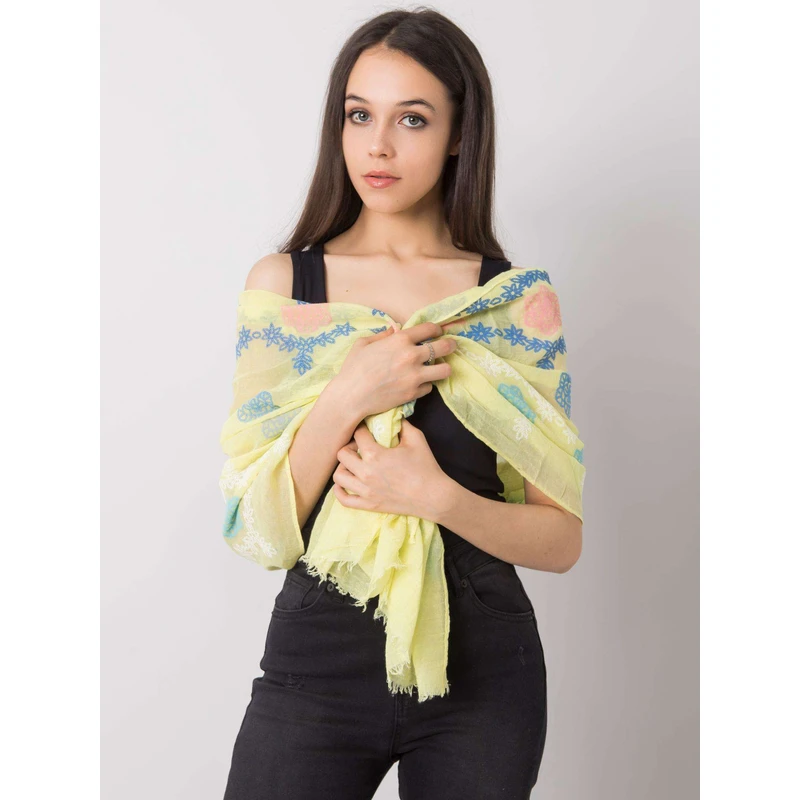 Yellow scarf with decorative print