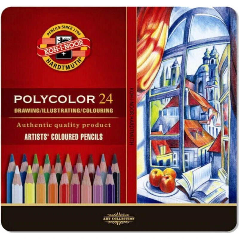 Koh-i-noor pastelky umělecké POLYCOLOR souprava 24 ks v plechové krabičce [Kreativita, Výtvarné Potřeby]